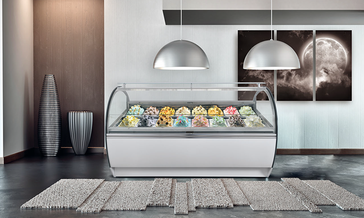 Prosky Counter Showcase Popsicle Freezer Case de vidrio de helado italiano