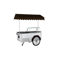 Carro de gelato de gelato de vidrio con temperamento eléctrico al aire libre
