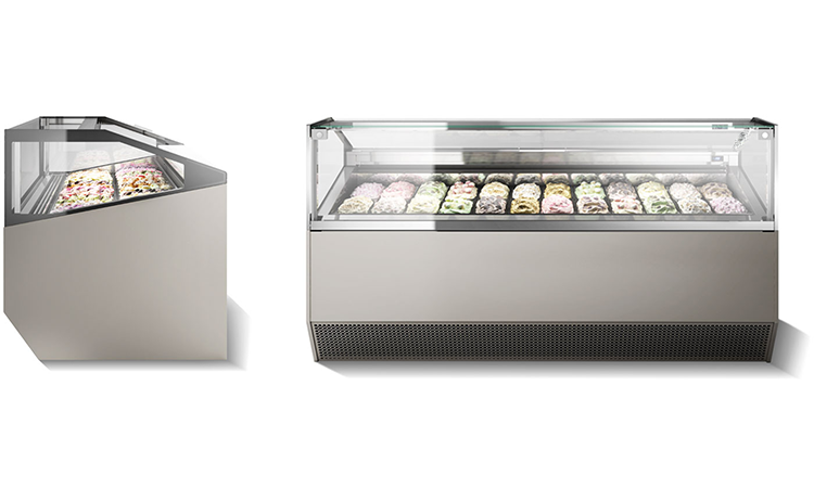 Prosky Counter Showcase Pantalla de helado moderno de congelador verde con pantalla